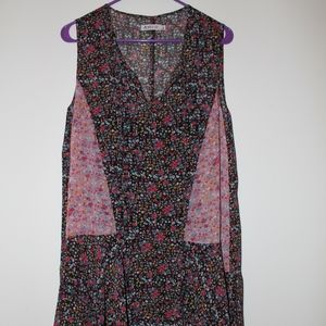 Black and Pink Floral Sheer Boho Dress and Slip